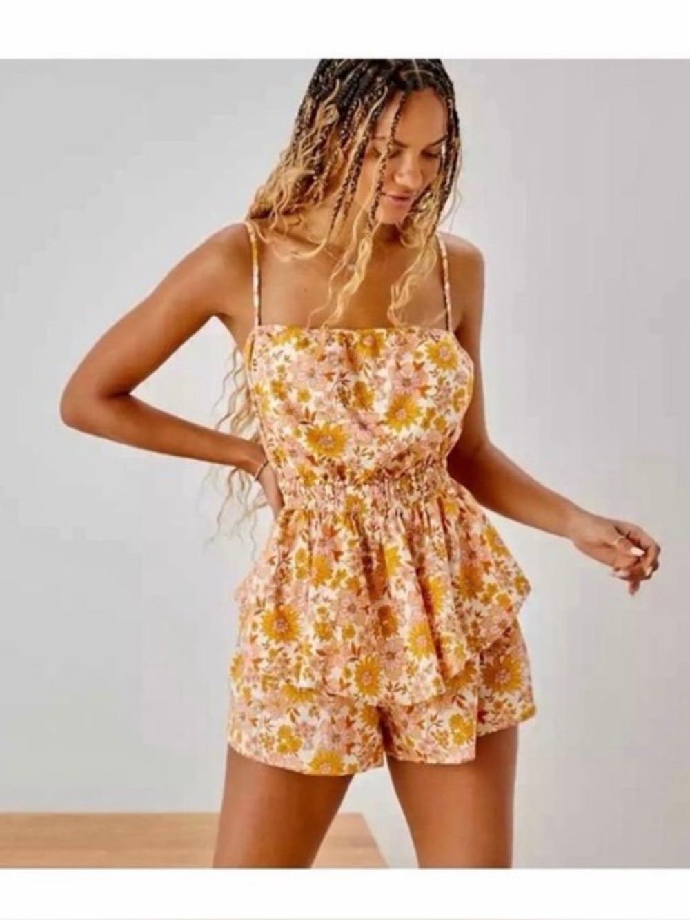 American Eagle Outfitters Floral Jumpsuit in Cream, Mustard & Pink